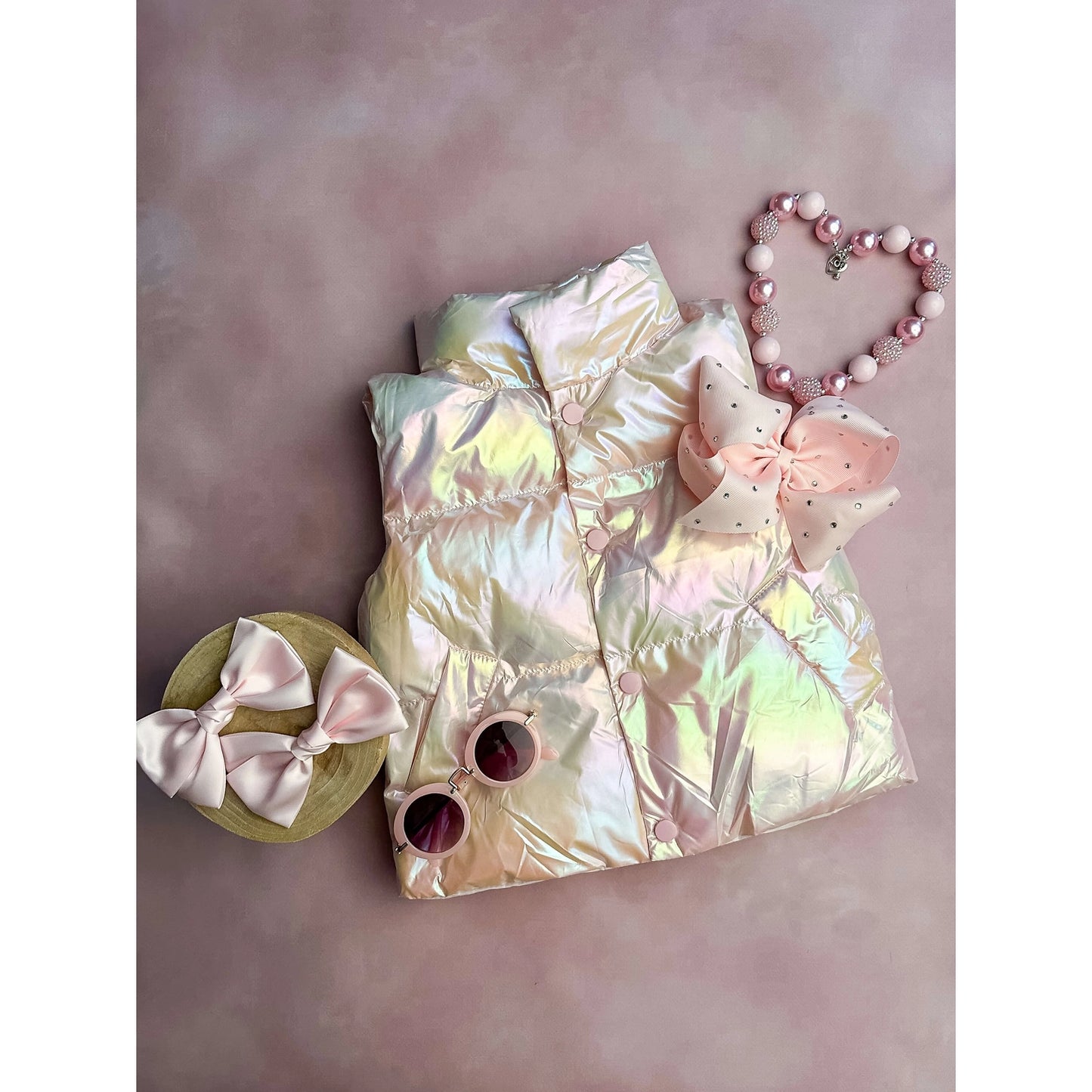 Light pink Shimmer Puffer Vest