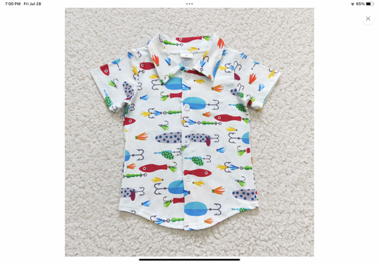 Toddler Button Up Fishing shirt